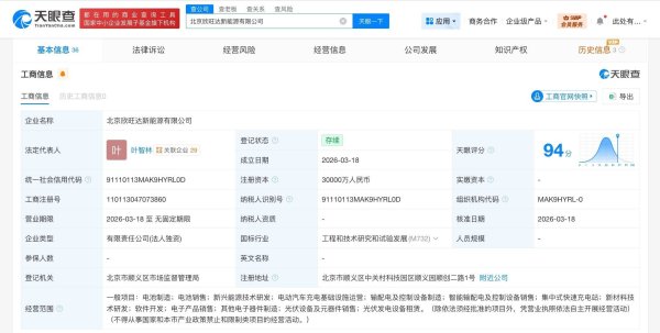 欣旺达在北京成立新能源公司