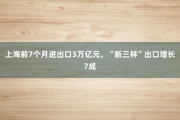 上海前7个月进出口3万亿元，“新三样”出口增长7成