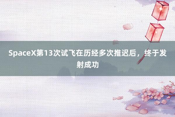 SpaceX第13次试飞在历经多次推迟后，终于发射成功