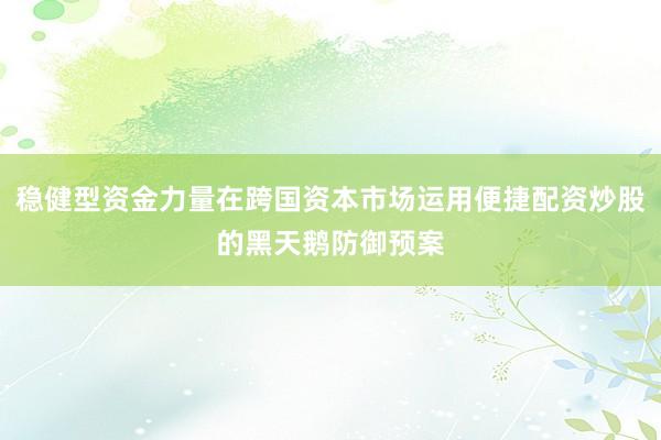 稳健型资金力量在跨国资本市场运用便捷配资炒股的黑天鹅防御预案
