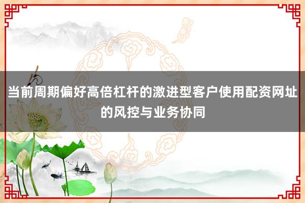当前周期偏好高倍杠杆的激进型客户使用配资网址的风控与业务协同