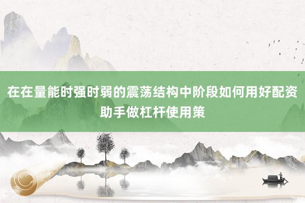 在在量能时强时弱的震荡结构中阶段如何用好配资助手做杠杆使用策