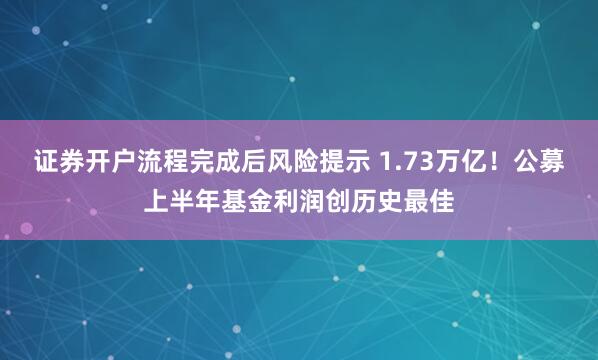证券开户流程完成后风险提示 1.73万亿！公募上半年基金利润创历史最佳