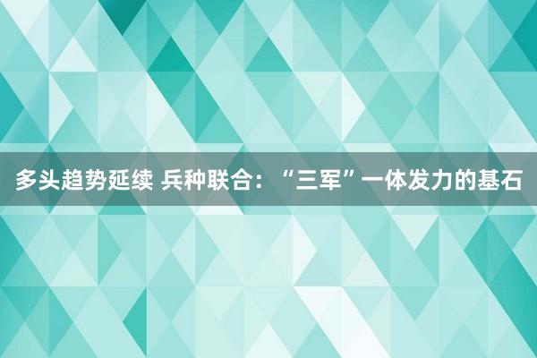 多头趋势延续 兵种联合：“三军”一体发力的基石
