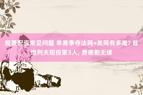 股票配资常见问题 单赛季夺法网+美网有多难? 兹维列夫现役第3人, 费德勒无缘