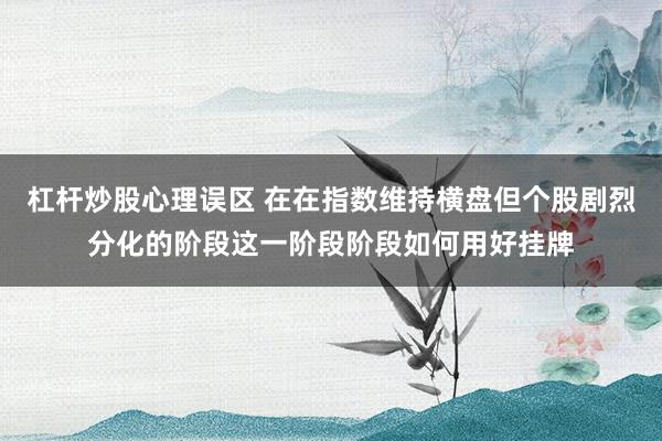 杠杆炒股心理误区 在在指数维持横盘但个股剧烈分化的阶段这一阶段阶段如何用好挂牌