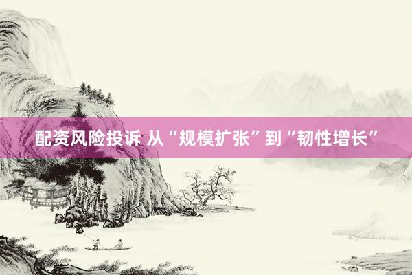 配资风险投诉 从“规模扩张”到“韧性增长”